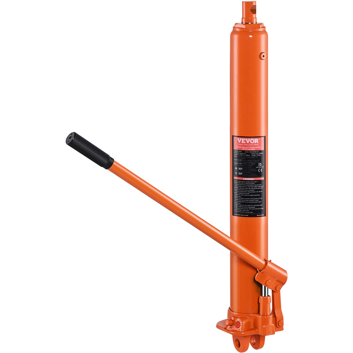 VEVOR Hydraulic Long Stroke Cylinder, 8 Tonne Engine Hoist with Single Acting Pump and Clevis Base, Hydraulic Cylinder for Engine Hoists and Workshop Cranes