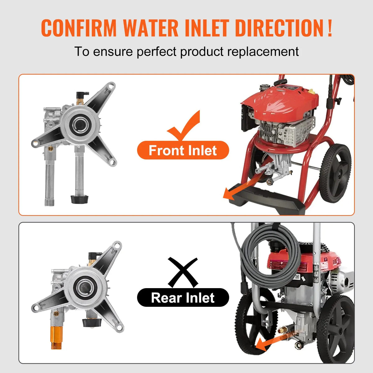 VEVOR High-Pressure Washer Pump with Vertical 22 mm (7/8″) Shaft, Working Pressure up to 214 bar, Flow 9.5 l/min, Replacement Pump Kit with 5 Nozzles, Compatible with Briggs & Stratton, Generac, Devilbiss, Troy Bilt, Honda and Craftsman
