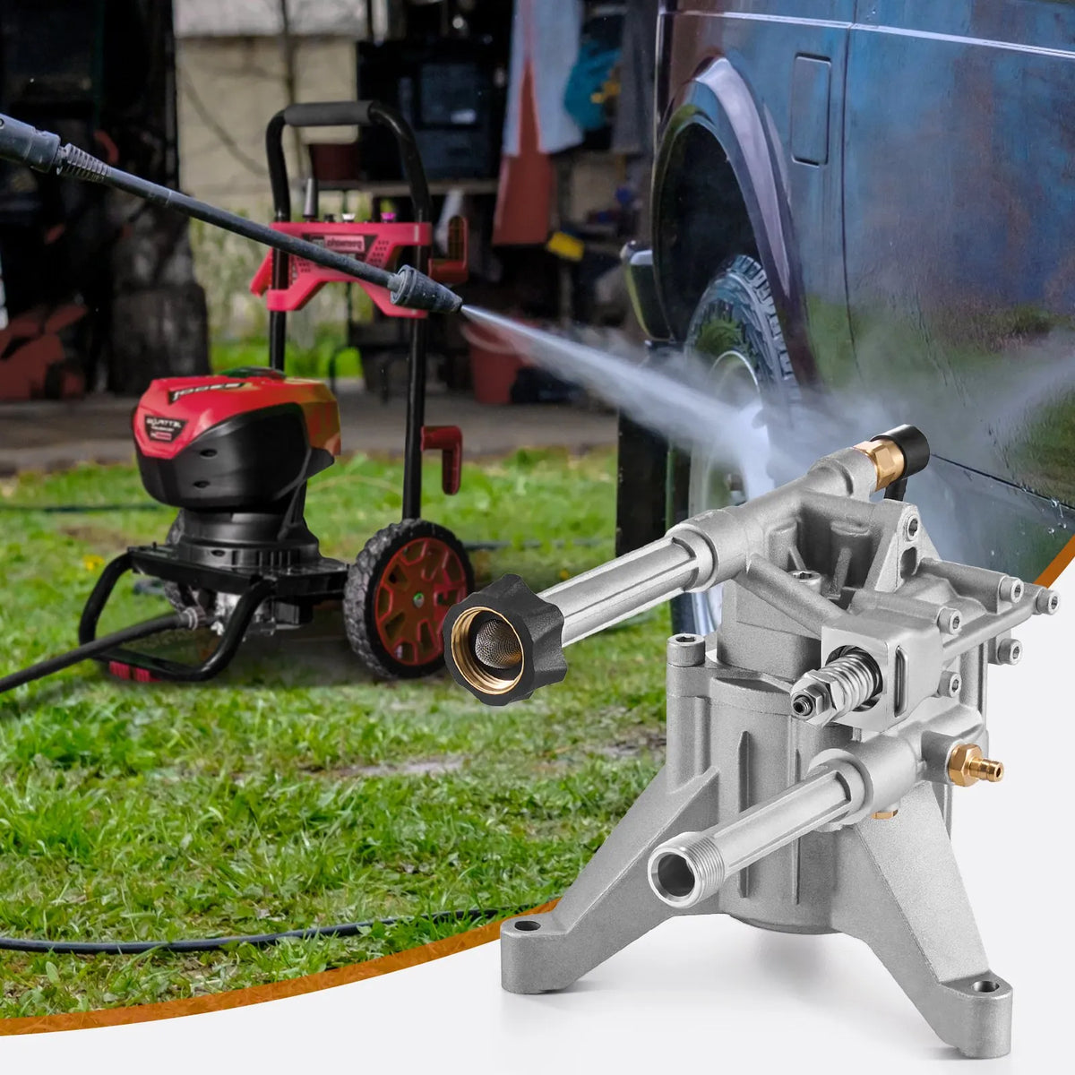 VEVOR High-Pressure Washer Pump with Vertical 22 mm (7/8″) Shaft, Working Pressure up to 214 bar, Flow 9.5 l/min, Replacement Pump Kit with 5 Nozzles, Compatible with Briggs & Stratton, Generac, Devilbiss, Troy Bilt, Honda and Craftsman