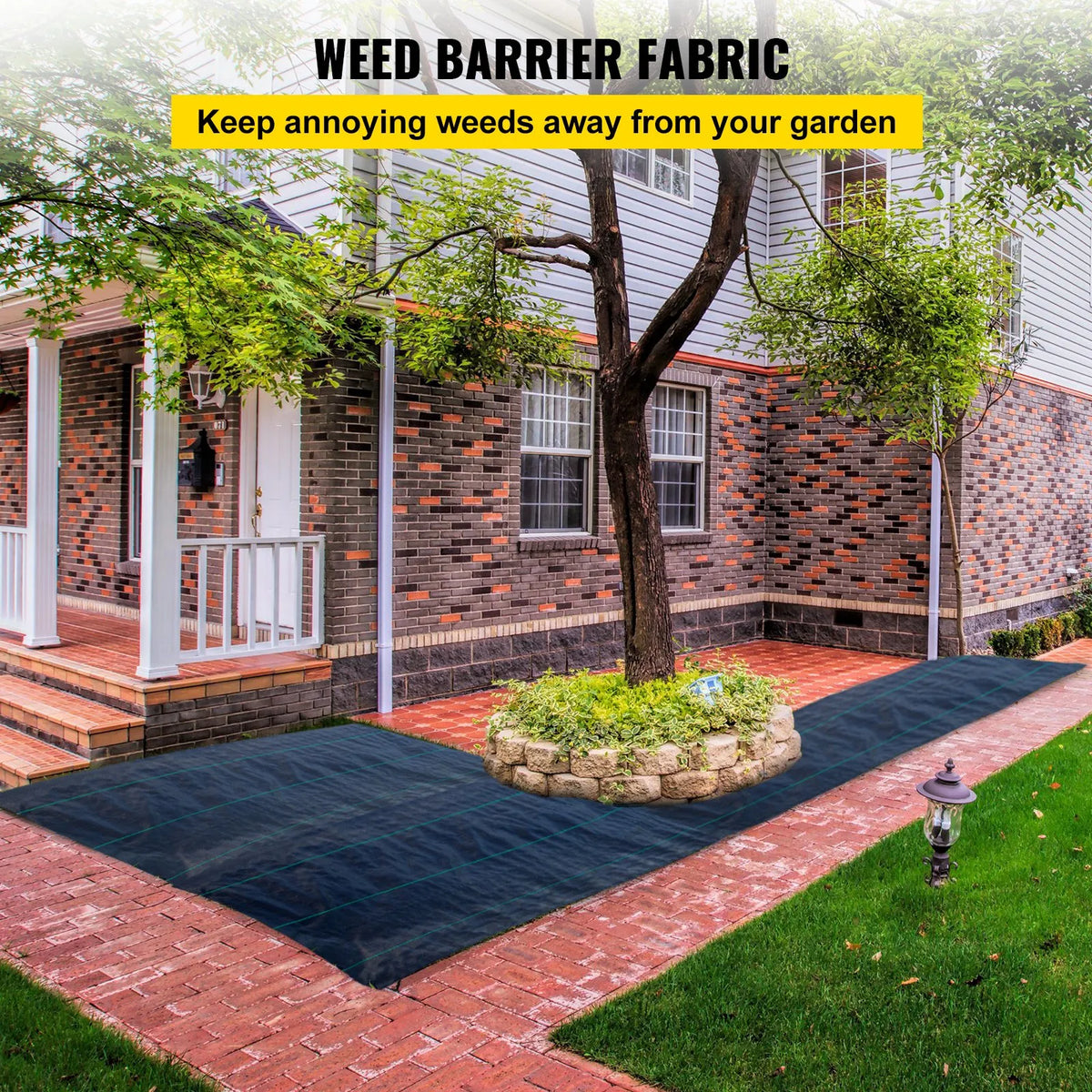 VEVOR nezāļu barjeras audums 200 x 9144 cm, 90,7 g/m² izturīgs austs nezāļu kontroles audums, augstas caurlaidības ģeotekstils puķu dobēm un zemklājumam, polietilēna augsnes segums - ZEMLETES.LV