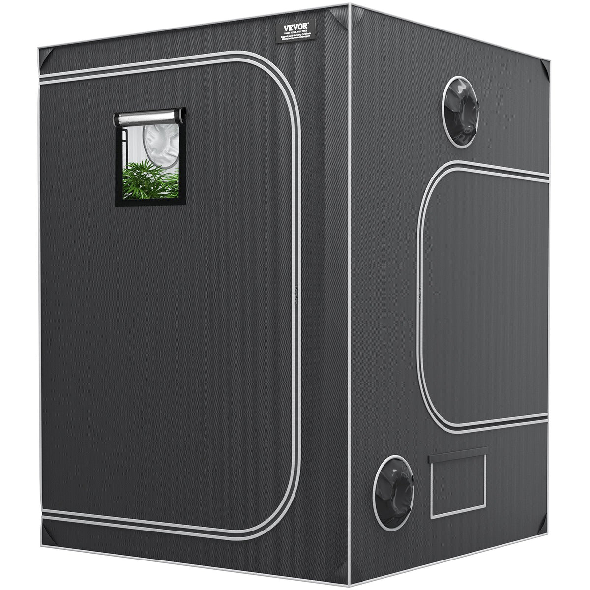VEVOR 152.4 cm x 152.4 cm Grow Tent, 152.4 cm x 152.4 cm x 203.2 cm, High Reflectivity 2000D Mylar Hydroponic Grow Tent with Observation Window, Tool Bag and Floor Tray for Indoor Plant Growing