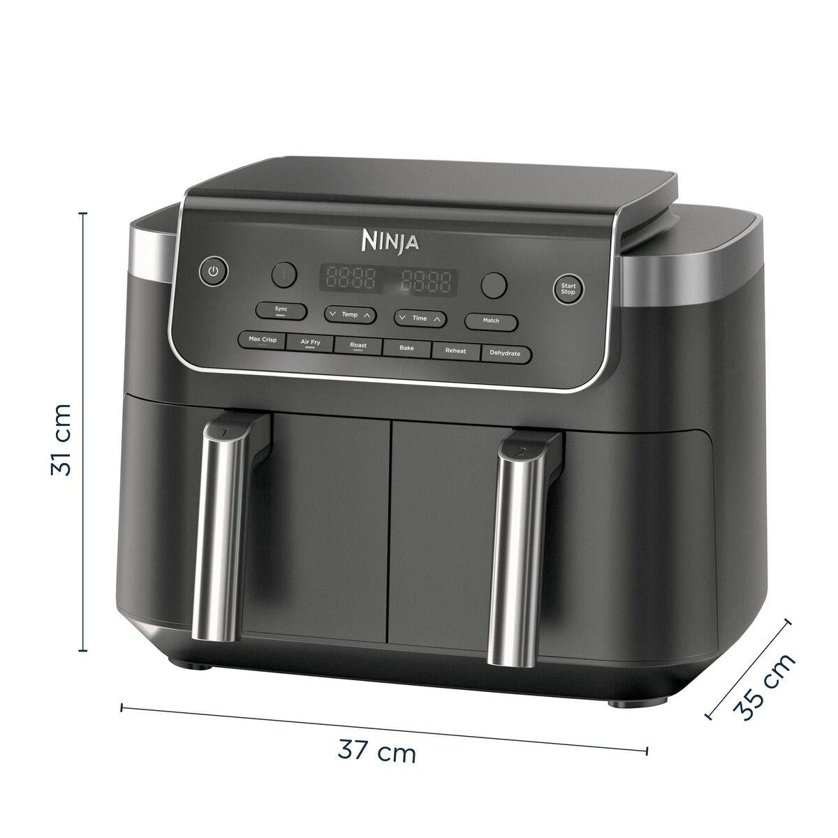 Ninja DualZone DZ801EU, 2470 W, 7.6 l hot air fryer with 2 independent 3.8 l zones, 6 cooking programmes, SYNC and MATCH functions, 40–240 °C
