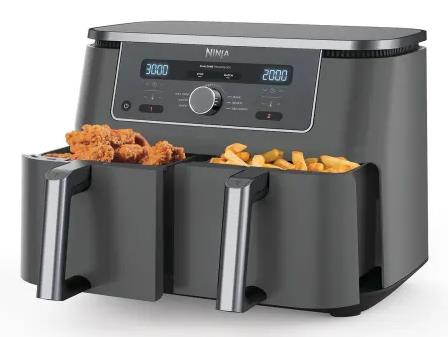 Ninja MAX Dual Zone DZ400EU, 2470 W, 9,5 l karstā gaisa friteris ar 2 neatkarīgām 4,75 l zonām, 6 gatavošanas funkcijām, Sync un Match režīmiem, 40–240 °C
