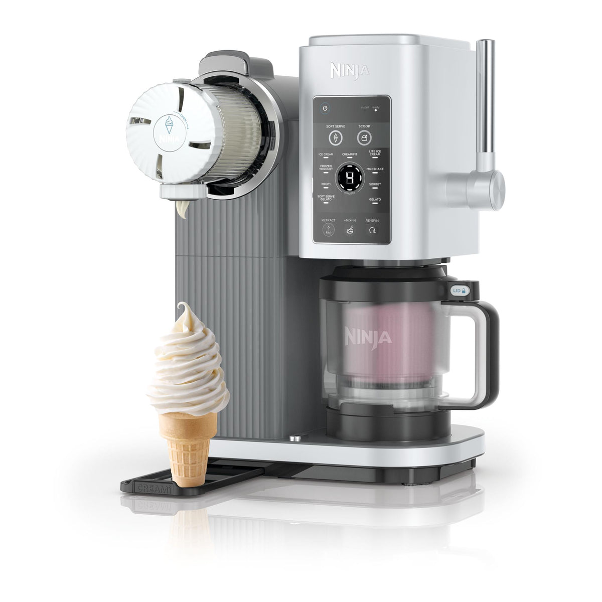 Ninja CREAMi Swirl NC701EU, 800 W, 13-in-1 ice cream and soft serve machine, 2 × 480 ml containers, Soft Serve, Gelato, Sorbet, Frozen Yogurt, Milkshake and Mix-In
