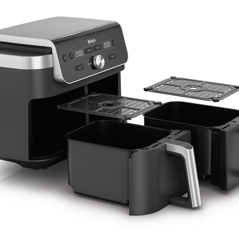 Ninja DualZone XL DZ901EU, 2470 W, 9,5 l karstā gaisa friteris ar 2 neatkarīgām 4,75 l zonām, 6 gatavošanas programmām, Sync funkciju, 40–240 °C un nepiedegošu PFAS nesaturošu pārklājumu