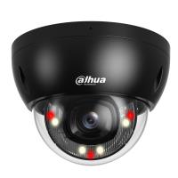 Dahua 4 MP kupolveida IP kamera, 2,8 mm, 101°, Smart Dual Light, IR un silti balta gaisma līdz 30 m, WDR 120 dB, WizSense, SMD Plus, cilvēku un transportlīdzekļu noteikšana, mikrofons, microSD līdz 256 GB, PoE, IP67, IK10, melna