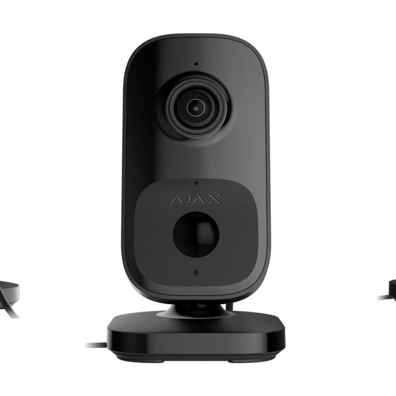 Ajax IndoorCam 4 MP iekštelpu Wi-Fi IP kamera, 110°, IR nakts redzamība līdz 8 m, PIR kustības sensors, mākslīgais intelekts, objektu noteikšana, divvirzienu audio, 2688 × 1520 px, melna