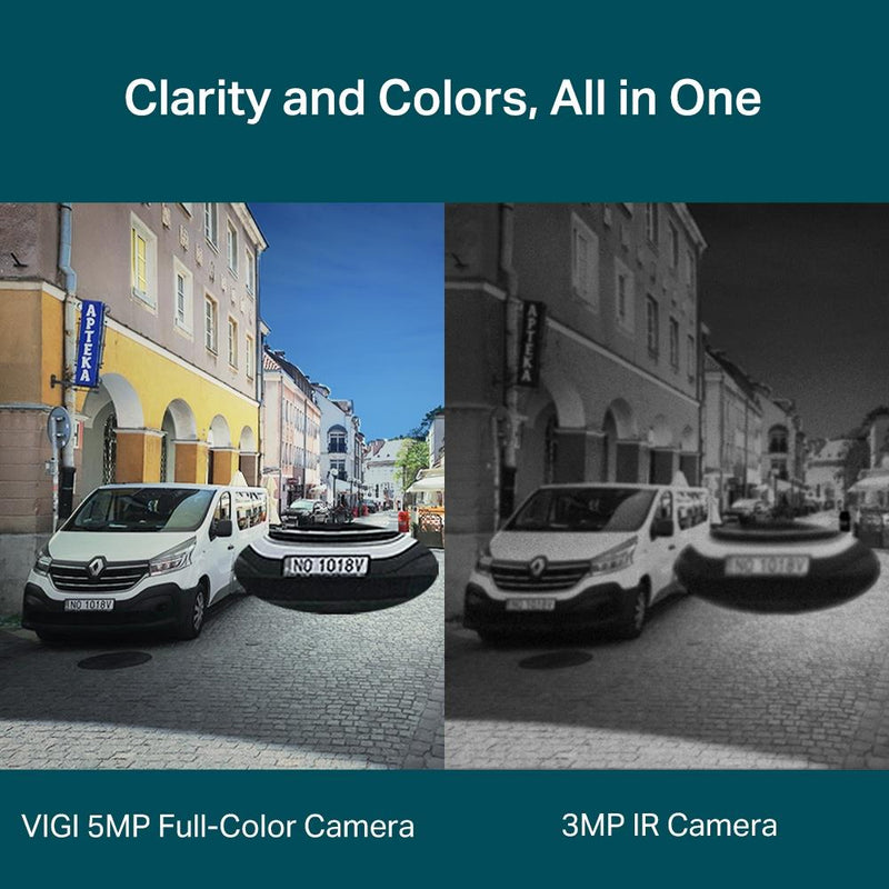 TP-Link VIGI 5MP Full-Color dome IP kamera, 2,8mm, IR/LED 30m, AI cilvēku un auto noteikšana, WDR, mikrofons, microSD, PoE, IP67, IK10