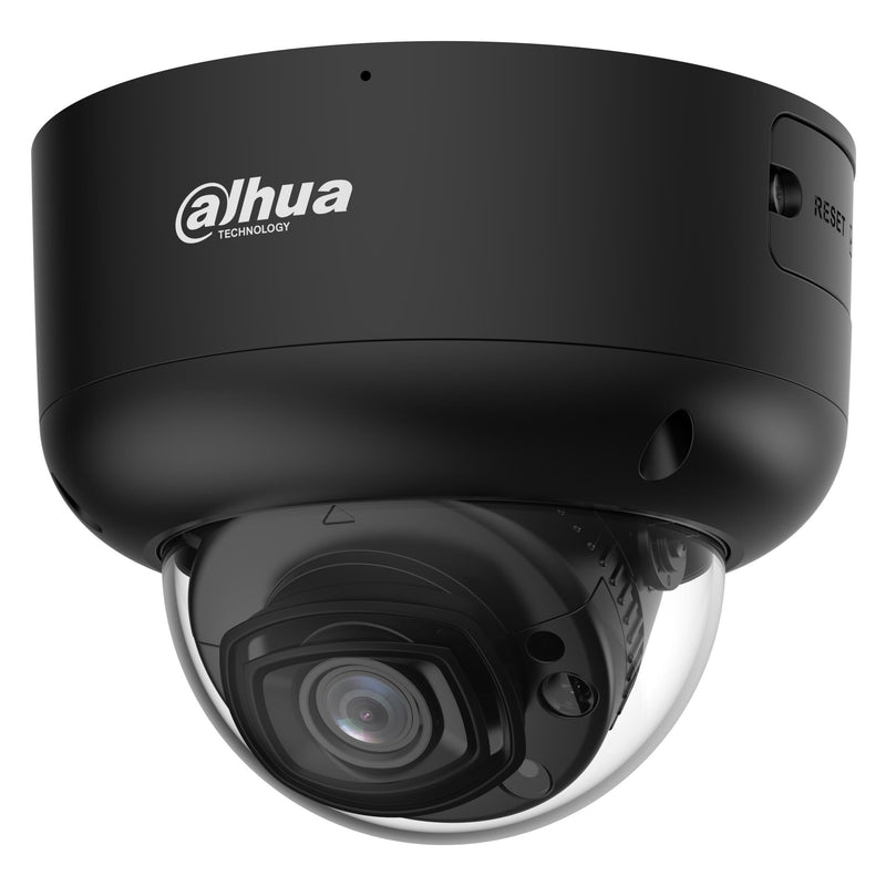 Dahua 6 MP āra kupolveida IP kamera, 2,8 mm, 109°, WizColor, Smart Dual Light, WDR 130 dB, WizMind, AcuPick, SMD 4.0, cilvēku un transportlīdzekļu noteikšana, 2 mikrofoni, skaļrunis, microSD līdz 1 TB, PoE+, IP67, IK10, melna