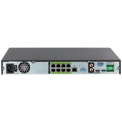 Dahua NVR5208-8P-EI2 8 kanālu tīkla videoreģistrators ar 8 PoE pieslēgvietām, WizSense, līdz 32 MP, 8K HDMI, 2 SATA, melns