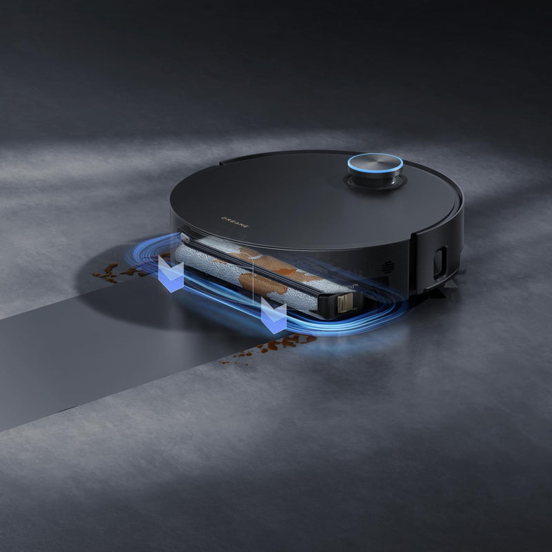 Dreame Aqua10 Ultra Track Complete robotizētais putekļsūcējs, 25 000 Pa, sausā un mitrā uzkopšana, TrackSync Roller, LiDAR, AI šķēršļu noteikšana, automātiskā dokstacija, 6400 mAh, melns