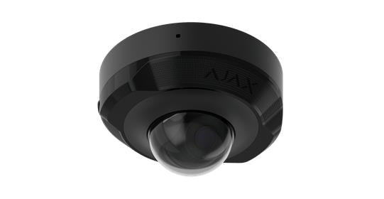 Ajax DomeCam Mini 5 MP iekštelpu IP kamera, 2,8 mm, 110° skata leņķis, IR nakts redzamība līdz 15 m, H.264/H.265, WDR, AI cilvēku un transportlīdzekļu noteikšana, microSD līdz 256 GB, PoE, IP65, melna