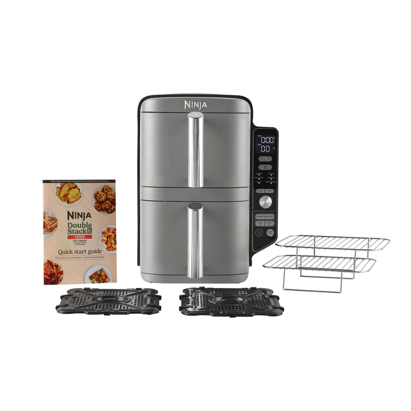 Ninja Double Stack XL SL400EU, 9,5 l karstā gaisa friteris, 2470 W, 2 vertikālas atvilktnes, 6 gatavošanas funkcijas, SYNC un MATCH, pelēks