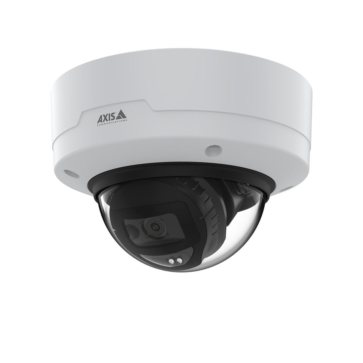 AXIS M3215-LVE 2 MP dome IP camera, 2.8–6 mm, 101° field of view, Lightfinder, Forensic WDR, OptimizedIR up to 20 m, H.264/H.265, AI analytics, microphone, microSD, PoE, IP66, IK10, white