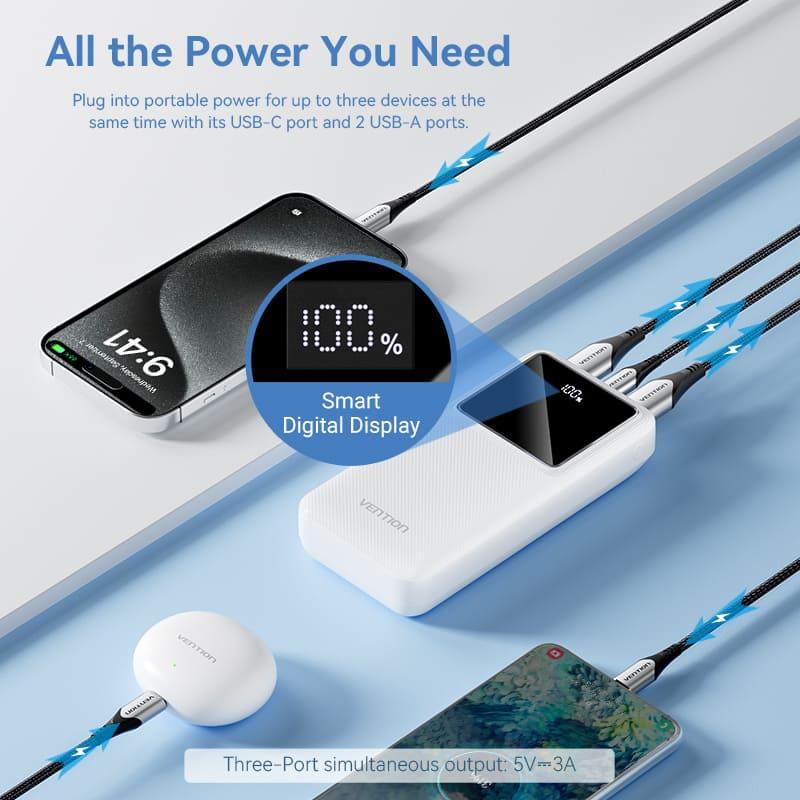 Vention FHLB0 ārējais akumulators 20 000 mAh, 22,5 W, melns