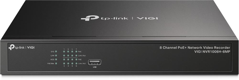 Сетевой видеорегистратор TP-Link VIGI NVR1008H-8MP, 8 каналов, 8× PoE+, 113 Вт, до 8 Мп, 4K HDMI