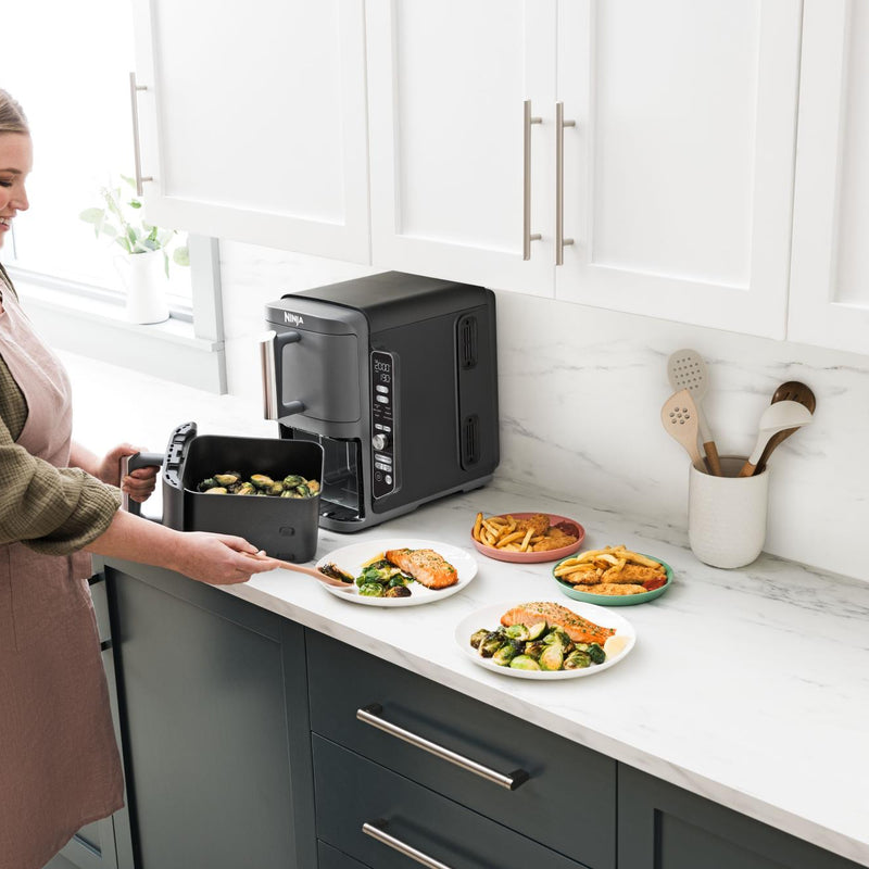 Ninja Double Stack XL SL400EU, 9,5 l karstā gaisa friteris, 2470 W, 2 vertikālas atvilktnes, 6 gatavošanas funkcijas, SYNC un MATCH, pelēks