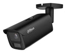 Dahua 4 MP āra bullet IP kamera, 2,7–12 mm, 115–47°, motorizēta tālummaiņa, Smart Dual Light, IR un silti balta gaisma, WizMind, SMD, cilvēku un transportlīdzekļu noteikšana, cilvēku skaitīšana, mikrofons, microSD līdz 1 TB, ePoE, IP67, IK10, melna