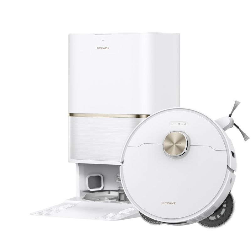 Dreame L50 Ultra AE robotizētais putekļsūcējs ar mitro uzkopšanu, 28 000 Pa, 100 °C mopu mazgāšanu, TriCut Brush 3.0, Dual Flex Arm, automātisko dokstaciju, 5200 mAh, balts