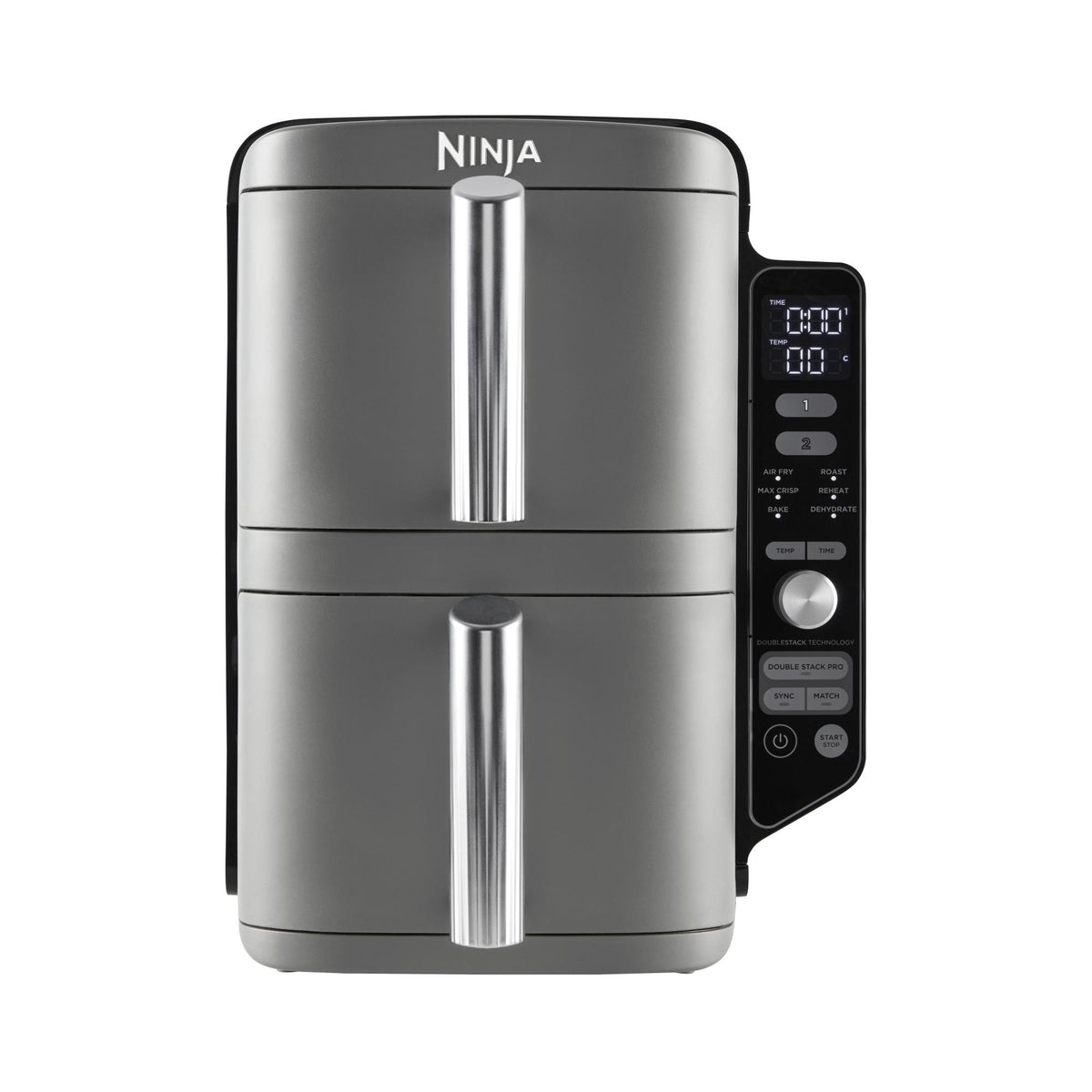 Ninja Double Stack XL SL400EU, 9,5 l karstā gaisa friteris, 2470 W, 2 vertikālas atvilktnes, 6 gatavošanas funkcijas, SYNC un MATCH, pelēks