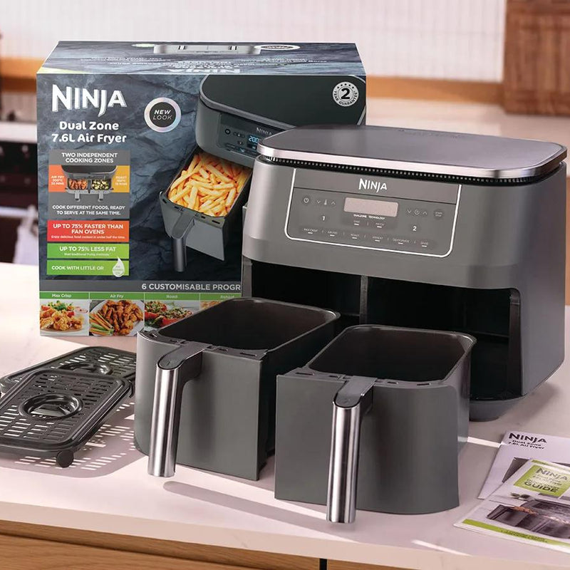 Ninja Dual Zone DZ300EU, 2470 W, 7,6 l karstā gaisa friteris ar 2 neatkarīgām 3,8 l zonām, 6 gatavošanas funkcijām, SYNC un MATCH režīmiem
