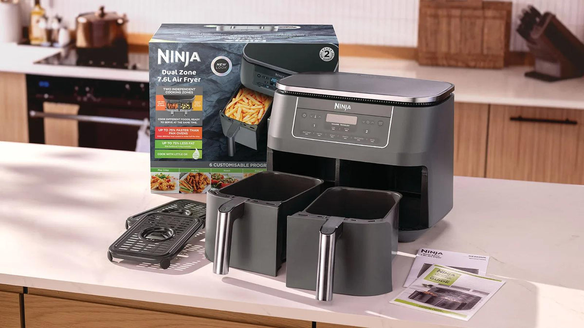 Ninja Dual Zone DZ300EU, 2470 W, 7.6 l hot air fryer with 2 independent 3.8 l zones, 6 cooking functions, SYNC and MATCH modes
