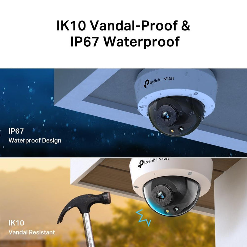 TP-Link VIGI C230 3MP IR dome IP kamera, 4mm, IR 30m, Smart IR, WDR, AI, H.265+, PoE, microSD 512GB, IP67, IK10