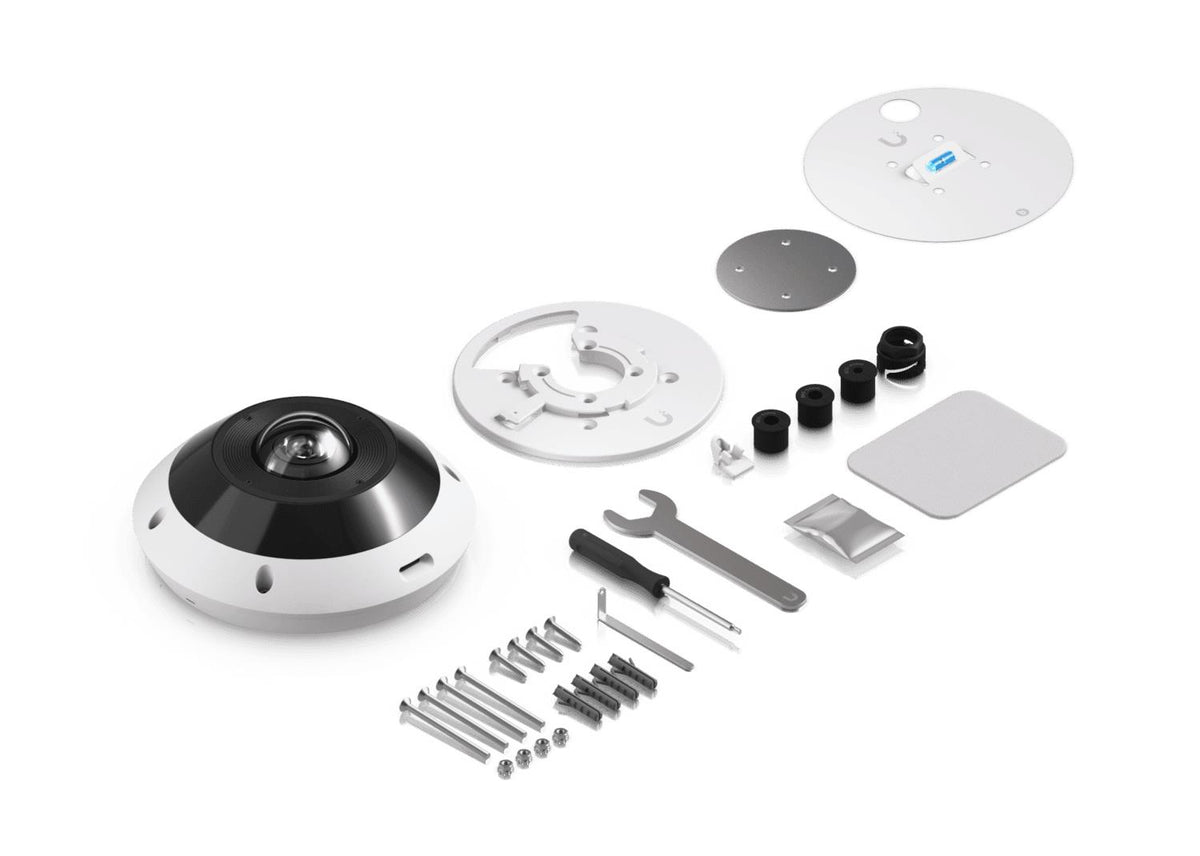 Ubiquiti G6 Pro 360 12 MP Panoramic IP Camera, 180° Viewing Angle, Digital PTZ, Smart IR up to 15 m, Human, Vehicle and Animal Detection, Two-Way Audio, microSD, PoE+, IP66, IK10, White
