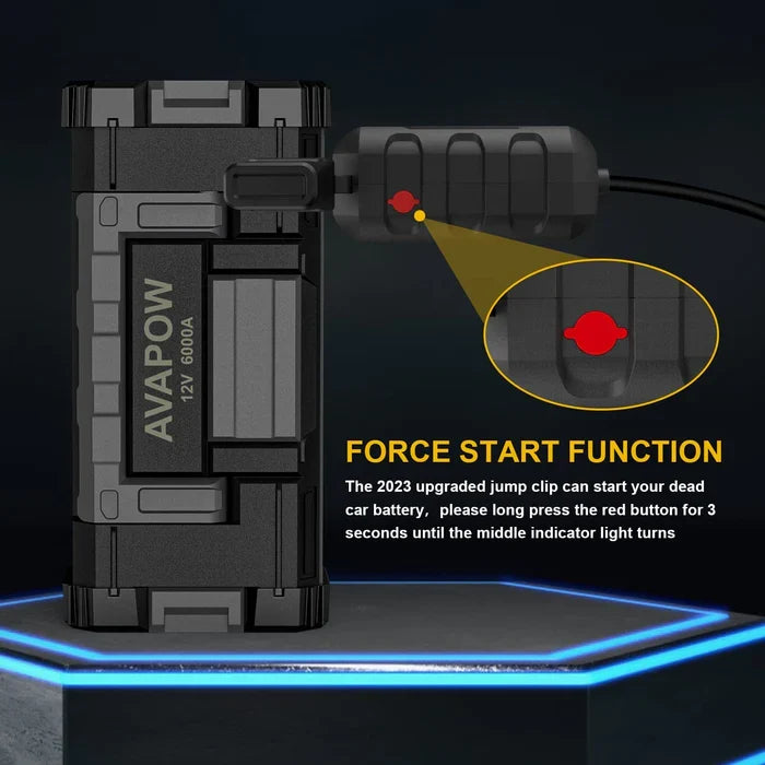 AVAPOW T8MAX 12V automašīnu, laivu, traktoru starteris (Booster) ar 6000A starta jaudu