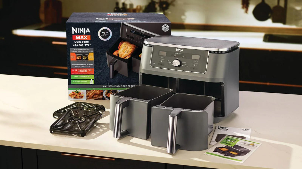 Ninja MAX Dual Zone DZ400EU, 2470 W, 9.5 l hot air fryer with 2 independent 4.75 l zones, 6 cooking functions, Sync and Match modes, 40–240 °C