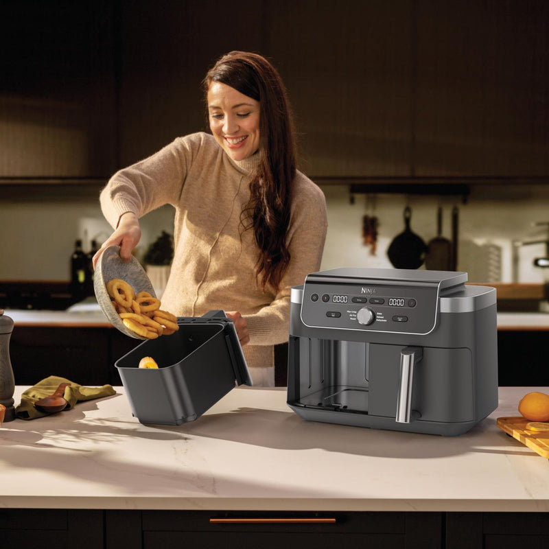Ninja DualZone XL DZ901EU, 2470 W, 9,5 l karstā gaisa friteris ar 2 neatkarīgām 4,75 l zonām, 6 gatavošanas programmām, Sync funkciju, 40–240 °C un nepiedegošu PFAS nesaturošu pārklājumu