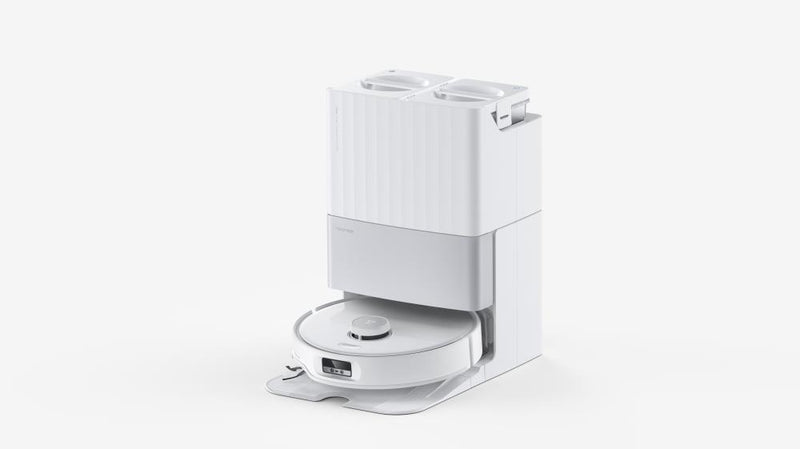 Roborock Qrevo Edge robotizētais putekļsūcējs, 18 500 Pa, sausā un mitrā uzkopšana, LiDAR navigācija, FlexiArm, DuoDivide Anti-Tangle, automātiskā dokstacija, 6400 mAh, balts