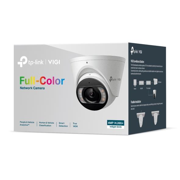 TP-Link VIGI InSight S445S 4MP Full-Color turret IP kamera, 2,8mm, IR/LED 30m, WDR 120dB, AI, Active Defense, 2 virzienu audio, PoE, microSD 512GB, IP67