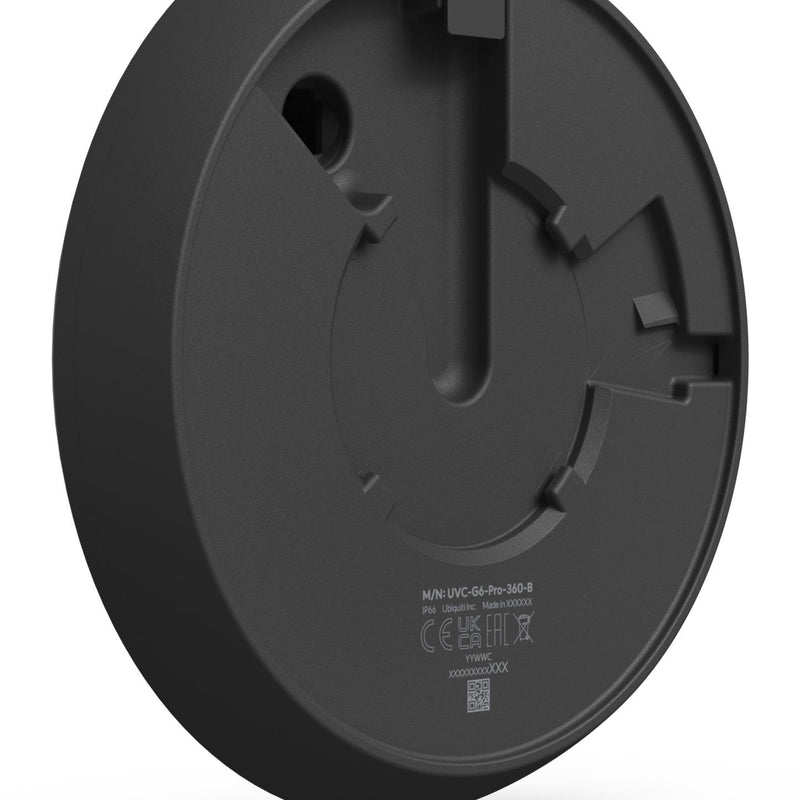 Ubiquiti 12 MP 360° panorāmas IP kamera G6 Pro 360, 1/1,6″ sensors, 3504 × 3504, 180° skata leņķis, digitāla PTZ funkcija, Smart IR līdz 15 m, 2 virzienu audio, PoE+, microSD, IP66, IK10, melna