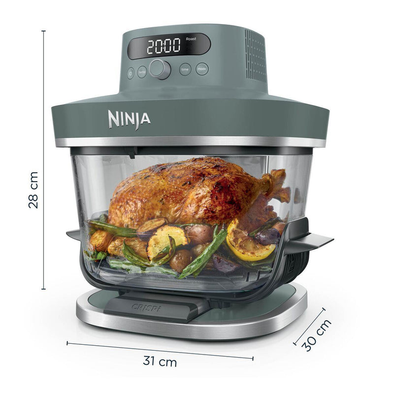 Ninja CRISPi PRO XL AS101EUGY, 7-in-1 stikla karstā gaisa friteris, 2050 W, 5,7 l un 2,3 l CleanCrisp tvertnes, Air Fry, Max Crisp, Bake, Roast, Dehydrate, Re-crisp un Prove, pelēks