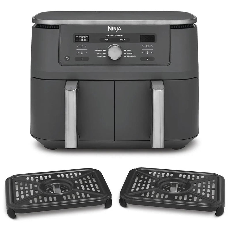 Ninja MAX Dual Zone DZ400EU, 2470 W, 9,5 l karstā gaisa friteris ar 2 neatkarīgām 4,75 l zonām, 6 gatavošanas funkcijām, Sync un Match režīmiem, 40–240 °C