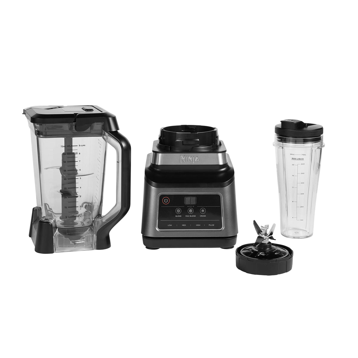 Ninja BN750EU 2-in-1 blenderis ar Auto-iQ, 1200 W jaudu, 2,1 l krūzi un 700 ml trauku