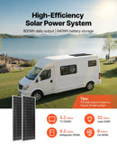 VEVOR 200 W 12 V pilns saules enerģijas komplekts, 2 × 100 W monokristāliski saules paneļi, 12,8 V 50 Ah LiFePO₄ akumulators, 40 A uzlādes kontrolieris un 800 W strāvas invertors RV, mājai, kempingam, laivai un autonomai energoapgādei