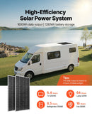 VEVOR 400 W 12 V pilns saules enerģijas komplekts, 2 × 200 W monokristāliski saules paneļi, 12,8 V 100 Ah LiFePO₄ akumulators, 40 A MPPT uzlādes kontrolieris un 1000 W strāvas invertors RV, mājai, kempingam, laivai un autonomai energoapgādei