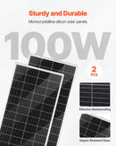 VEVOR 600 W 12 V saules un vēja enerģijas komplekts, 2 × 100 W monokristāliski saules paneļi, 400 W vēja turbīna ar kontrolieri, 12,8 V 100 Ah LiFePO₄ akumulators un 1000 W hibrīdinvertors mājai, RV, laivai, kempingam un autonomai energoapgādei