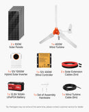 VEVOR 600 W 12 V saules un vēja enerģijas komplekts, 2 × 100 W monokristāliski saules paneļi, 400 W vēja turbīna ar kontrolieri, 12,8 V 100 Ah LiFePO₄ akumulators un 1000 W hibrīdinvertors mājai, RV, laivai, kempingam un autonomai energoapgādei