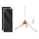 VEVOR 600 W 12 V saules un vēja enerģijas komplekts, 2 × 100 W monokristāliski saules paneļi, 400 W vēja turbīna ar kontrolieri, 12,8 V 100 Ah LiFePO₄ akumulators un 1000 W hibrīdinvertors mājai, RV, laivai, kempingam un autonomai energoapgādei