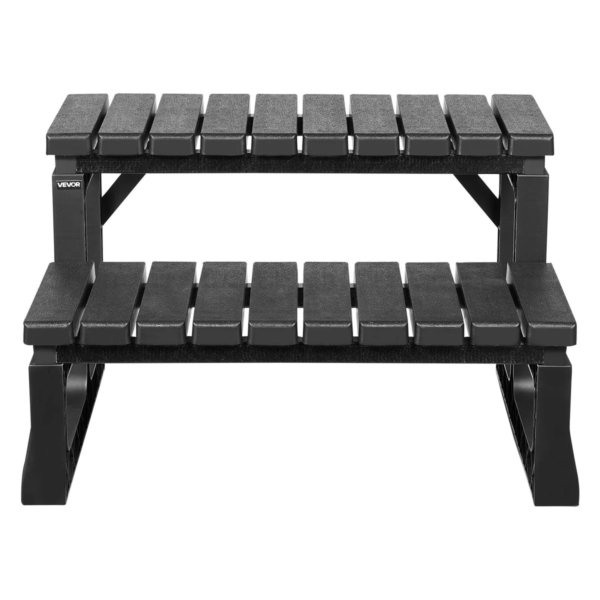 VEVOR Hot Tub Steps, 2-Step Outdoor SPA Stairs, Reinforced PP Steps for Above-Ground and Inflatable Pools, Width 599.5 mm, Weight Capacity up to 145.2 kg, Multipurpose for Patio, Terrace, Deck and Camping, Black