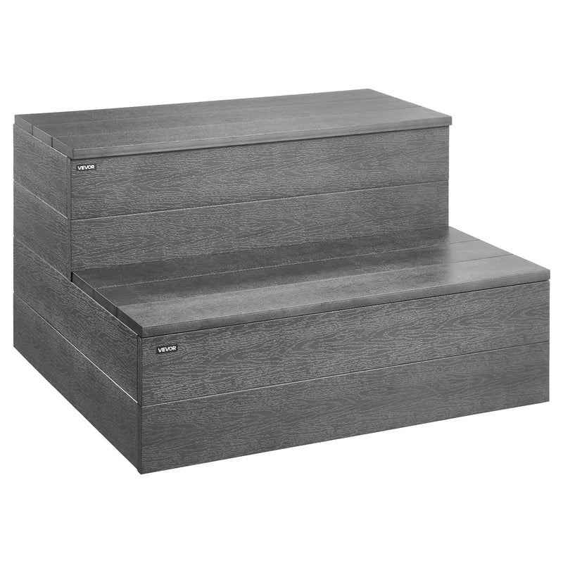 VEVOR burbuļvannas pakāpieni, 2 pakāpieni, ārējie spa kāpnes, pastiprinātas 635 mm platas HIPS kāpnes virszemes / piepūšamiem baseiniem ar 272,2 kg slodzes kapacitāti, daudzfunkcionālas terasēm, klājiem, kemperiem, grafīta pelēkā krāsā