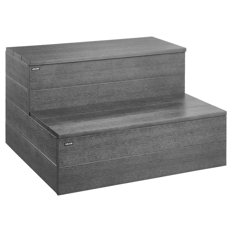 VEVOR burbuļvannas pakāpieni, 2 pakāpieni, ārējie spa kāpnes, pastiprinātas 635 mm platas HIPS kāpnes virszemes / piepūšamiem baseiniem ar 272,2 kg slodzes kapacitāti, daudzfunkcionālas terasēm, klājiem, kemperiem, grafīta pelēkā krāsā