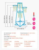 VEVOR Bērnu basketbola statīvs ar 4 groziem, pārnēsājams ar regulējamu augstumu un 3 bumbām, iekštelpām un ārtelpām, piemērots dažāda vecuma bērniem