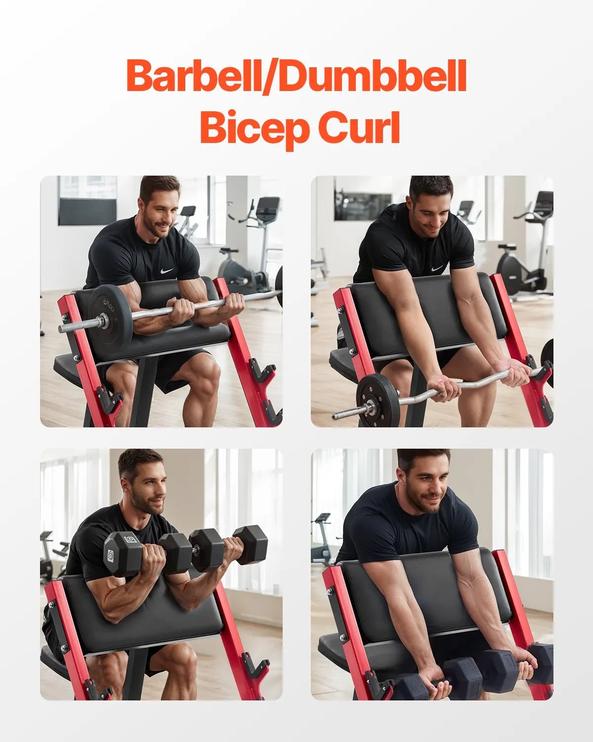 VEVOR bicepsu treniņu sols, regulējams spēka treniņu sols ar stieņa turētājiem, sēdošs izolēts roku trenažieris hantelēm un stienim, 299 kg nestspēja, mājas sporta zālei - ZEMLETES.LV