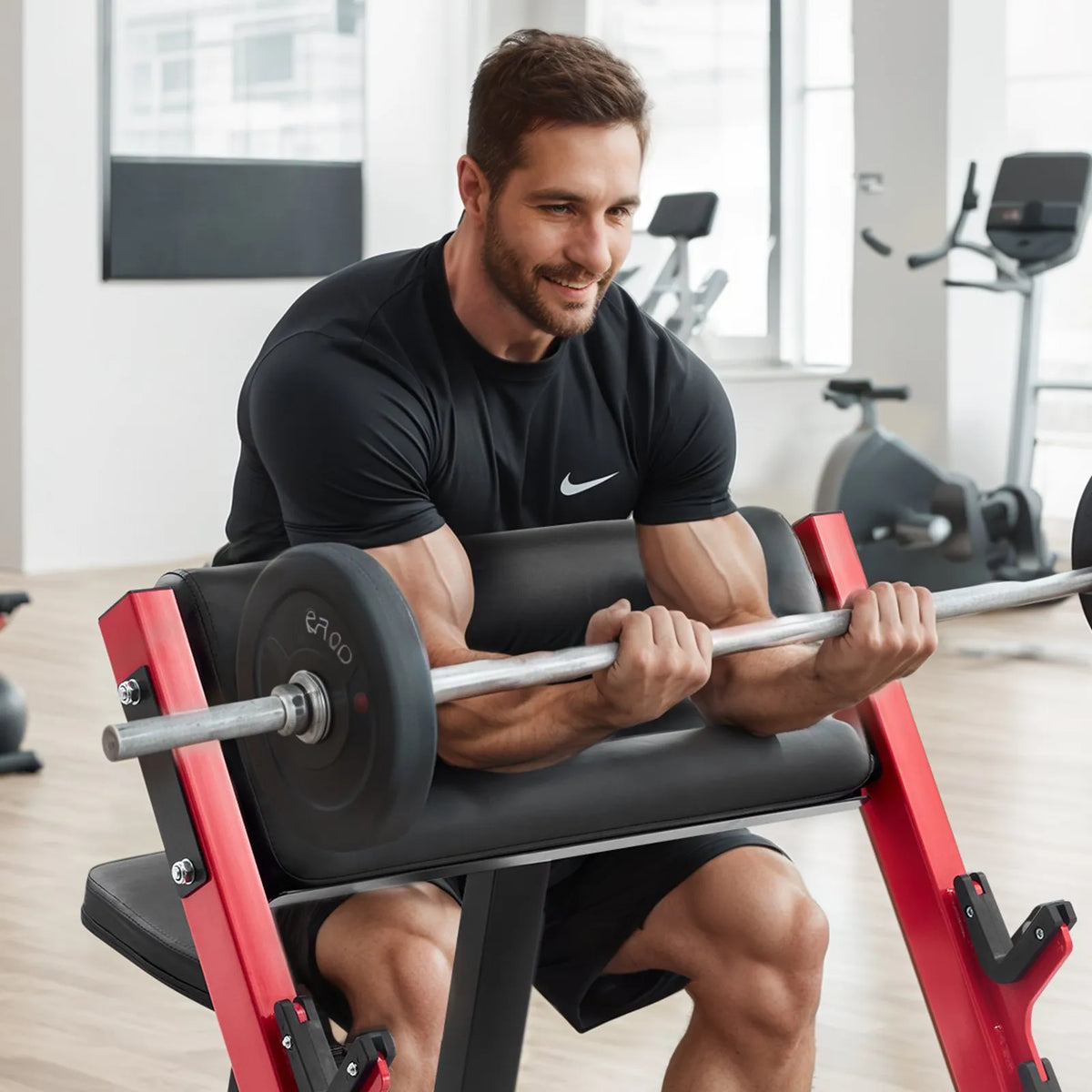 VEVOR bicepsu treniņu sols, regulējams spēka treniņu sols ar stieņa turētājiem, sēdošs izolēts roku trenažieris hantelēm un stienim, 299 kg nestspēja, mājas sporta zālei - ZEMLETES.LV