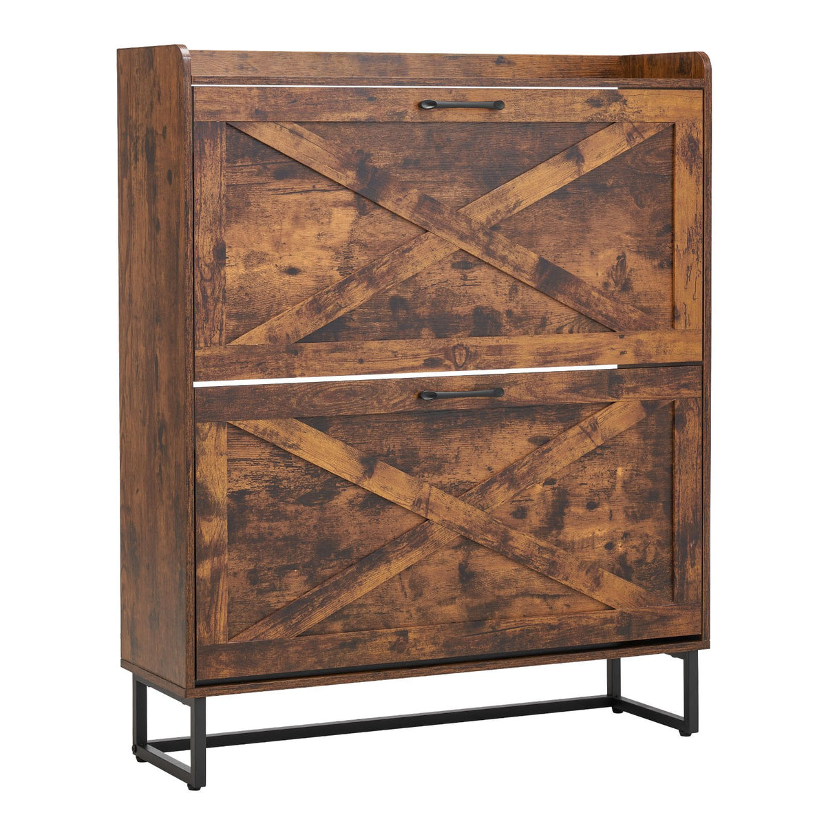 VEVOR apavu skapis ar 2 atveramām atvilktnēm, lauku stila, ar metāla kājām, brūns, 80 × 24 × 97,3 cm