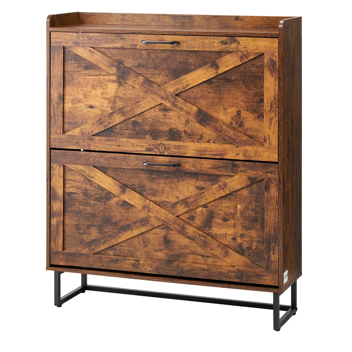 VEVOR apavu skapis ar 2 atveramām atvilktnēm, lauku stila, ar metāla kājām, brūns, 80 × 24 × 97,3 cm